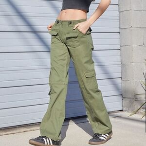 Stylish Olive Wide Leg Cargo Pants